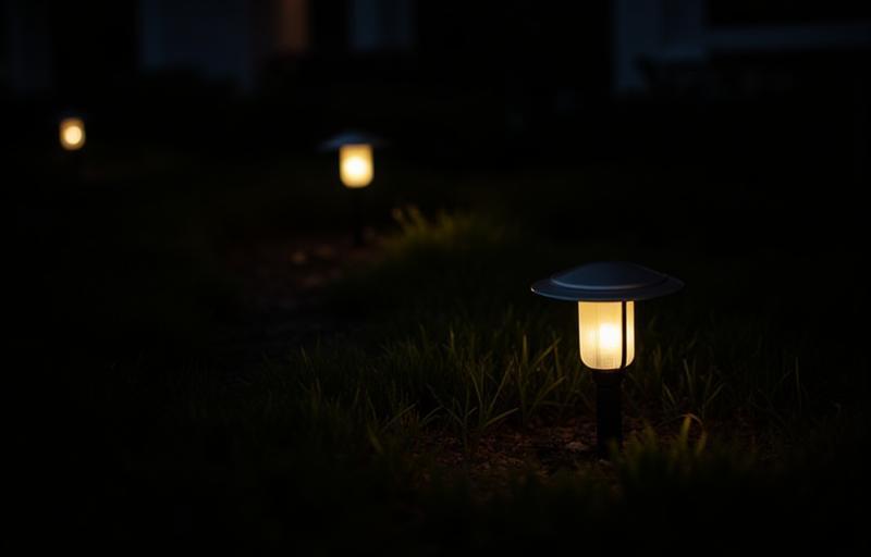 Outdoor lighting in a garden at night