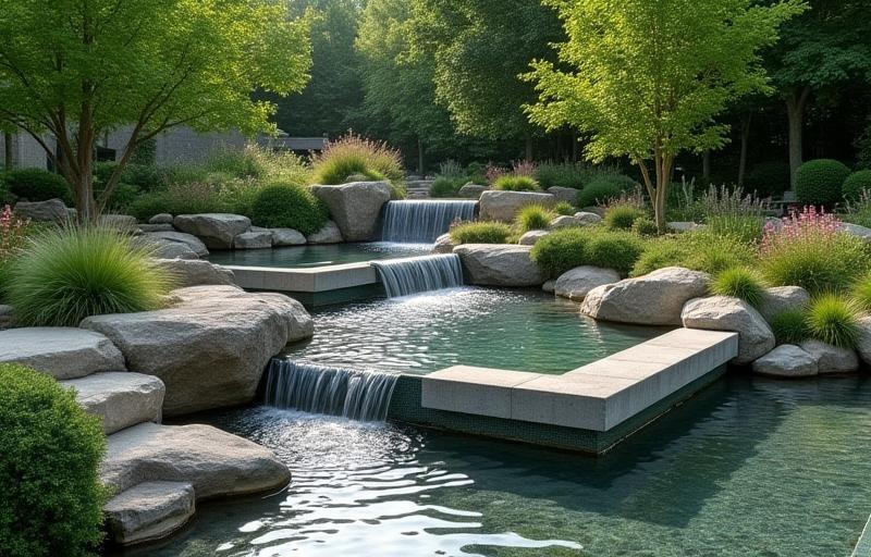 Sustainable water feature in a landscape