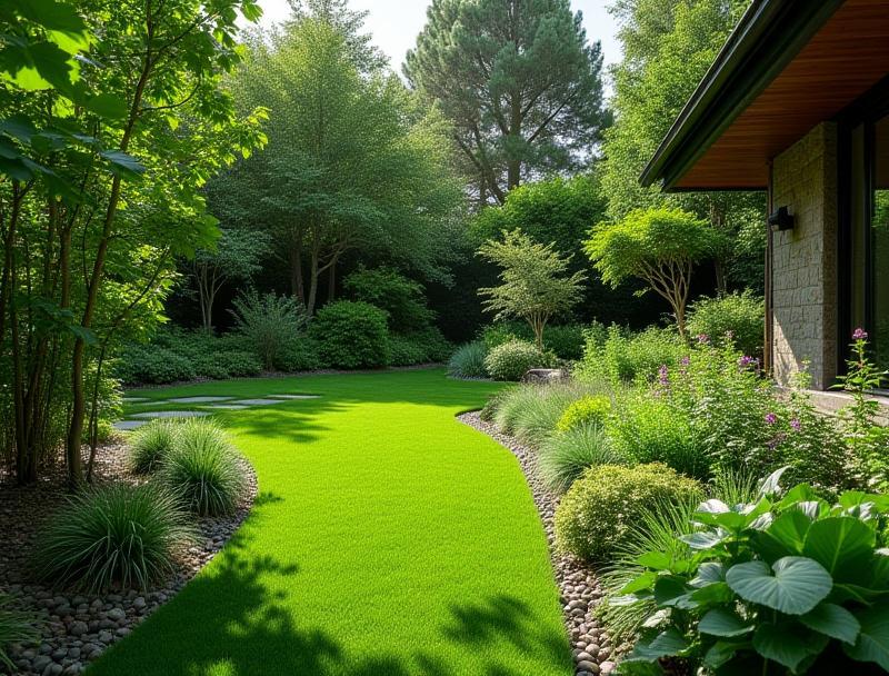 Lush green garden with sustainable landscaping design