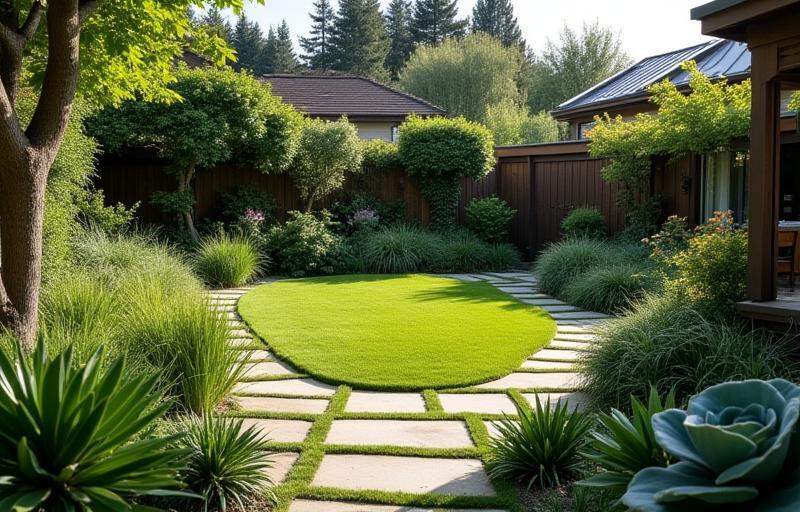 Medium-sized yard with edible garden and smart irrigation